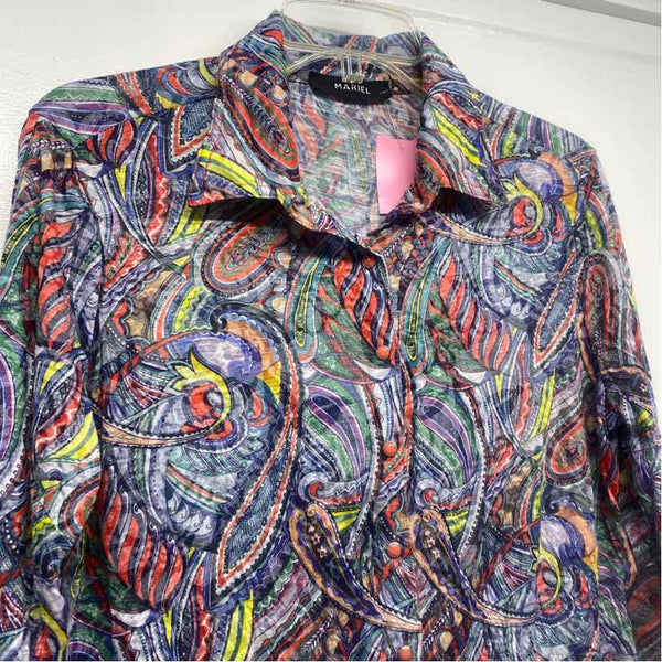 Mariel Size S Women's Purple-Multicolor Pattern Button Up Shirt