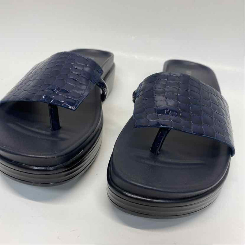 Donald J Pliner Size 8 Women's Navy Animal Print Camel Toe Sandals