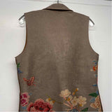 Solitarie Women's Size M Tan-Multi Floral Maxi Vest