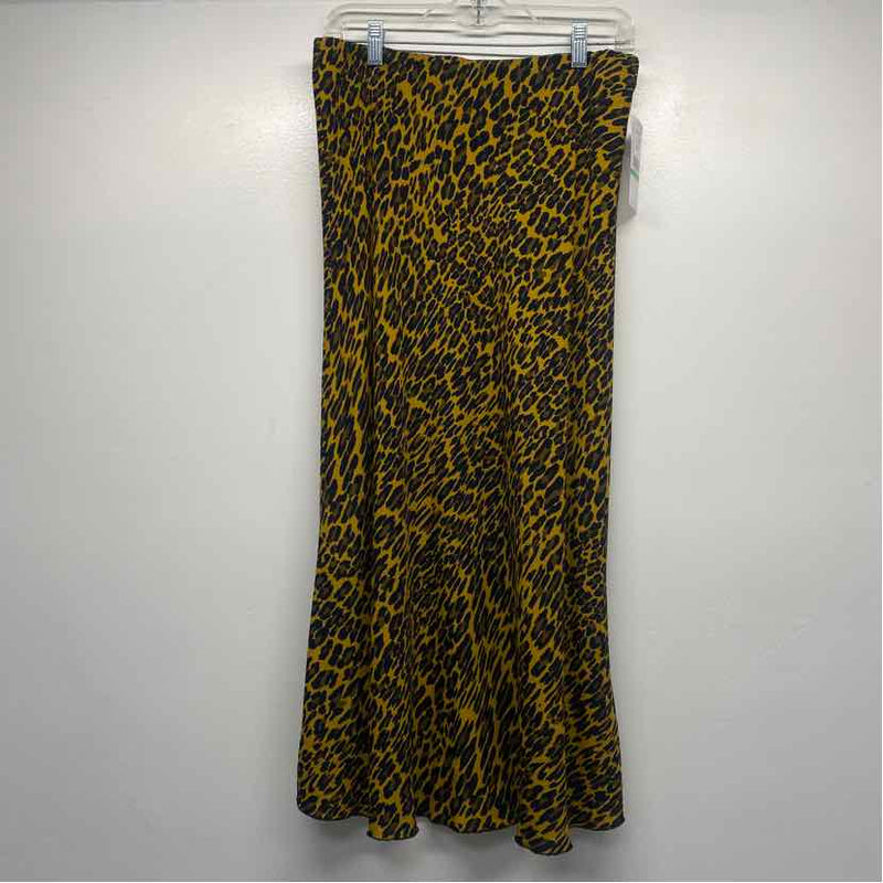 Karen Kane Size L-10 Women's Black-Yellow Pattern A Line Skirt