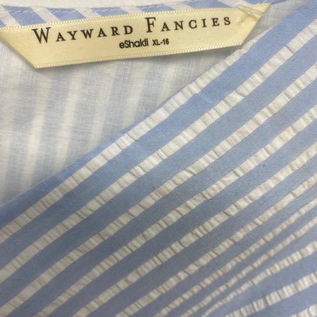 Wayward  Fancies Women's Size 2 Xl-16 Blue-White Striped Long Sleeve Dress