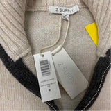 Z Supply Size M Women's Beige Stripe Zip Mock Neck Sweater