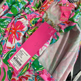Lilly Pulitzer Size L Women's Pink-Multi Floral Halter Top and Pull OnMaxi Skirt
