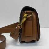 Polo by Ralph Lauren Brown Leather Pebbled Crossbody Saddle Handbag