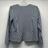 Andria Lieu Women's Size M Navy-White Stripe Open Front Jacket