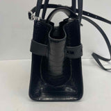 Michael Kors Black Leather Animal Print Satchel Handbag