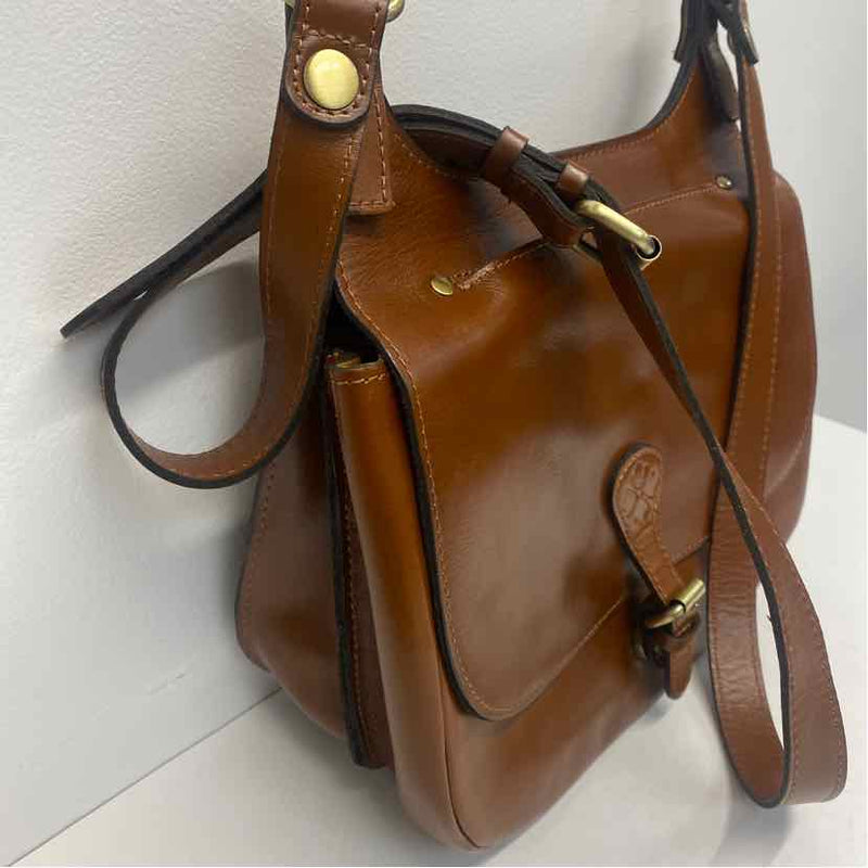 Patricia Nash Brown Leather Solid Crossbody Handbag