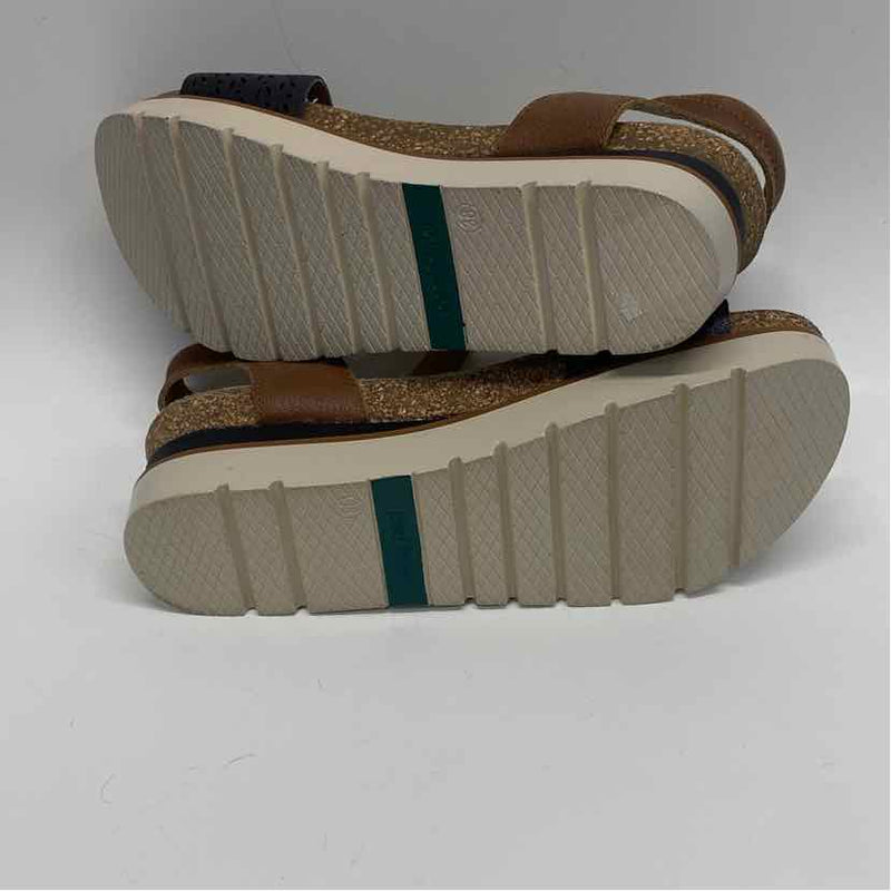 Josef Seibel Size 38-7.5 Women's Beige-Black Cut Out Platform Sandals