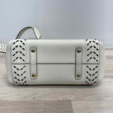 Salvatore Ferragamo Cream Leather Cutout Satchel Handbag