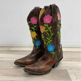 Justin Size 5.5 Women's Brown-Multi Pattern Cowboy Boots