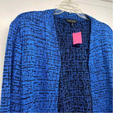Ming Wang Size 2x Women's Blue-Black Pattern Open Front Long Sleeve Top