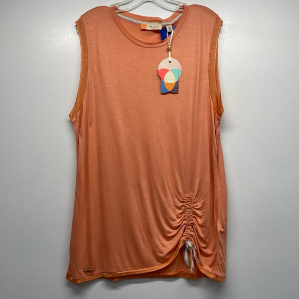 Ted Baker Size 5 ( XL) Women's Orange Solid Tunic Sleeveless Top