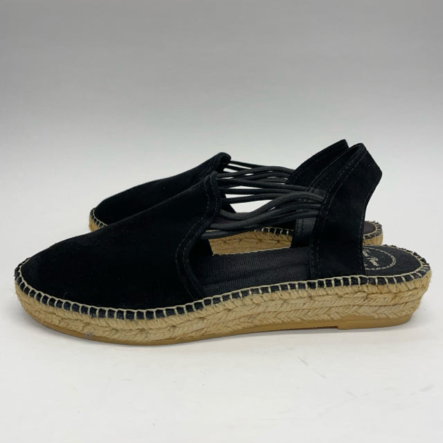 Toni Pons Size 39-8 Women's Black Solid Strappy Espadrille Wedge Shoes