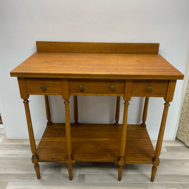 Brown Wood 3 Drawer Console - Sofa Table