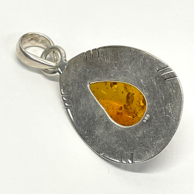 Silver-Yellow Amber Pendant