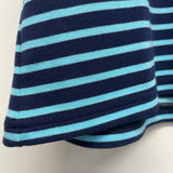 Sail to Sable Size L Women's Navy-Aqua Stripe Pullover Short Sleeve Top