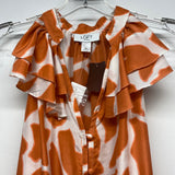 Ann Taylor Loft Size 8-M Women's Peach-White Pattern Button Up Dress