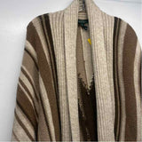 Lauren Jeans Size L Women's Beige-Brown Stripe Wrap Poncho-Cape