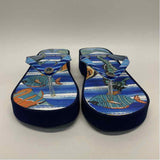 Brighton Size 7 Women's Blue-Multi Pattern Camel Toe Sandals