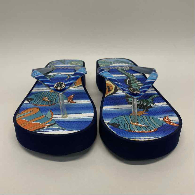 Brighton Size 7 Women's Blue-Multi Pattern Camel Toe Sandals