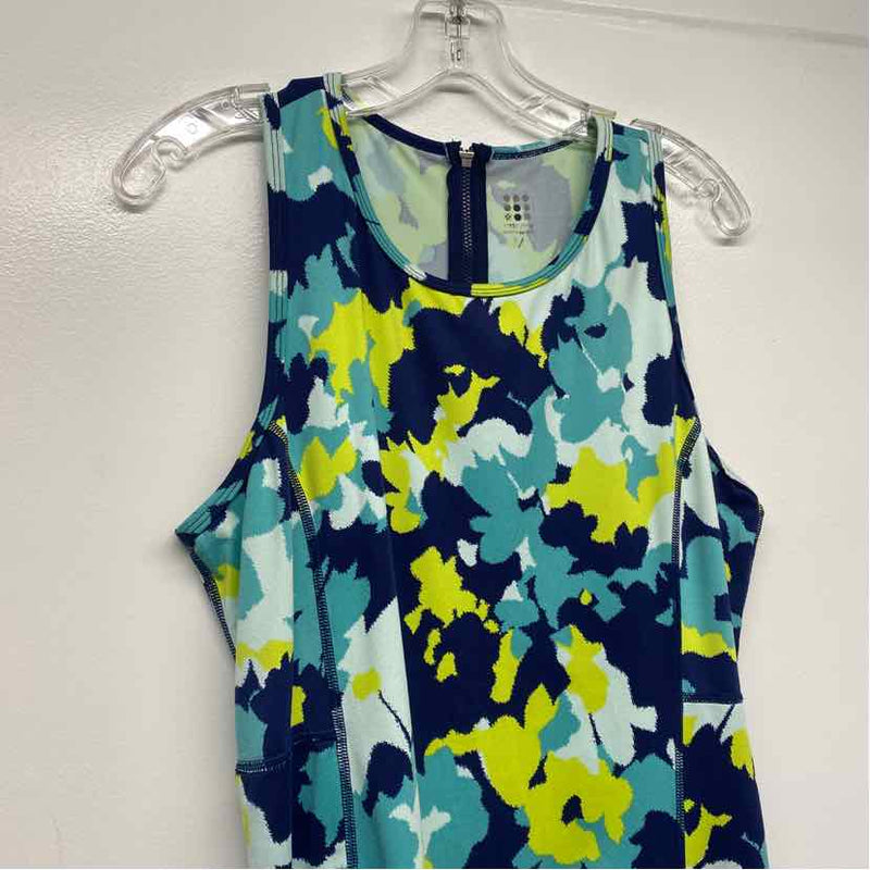 Title Nine Size M Women's Blue-Multi Pattern Sleeveless Shift Dress