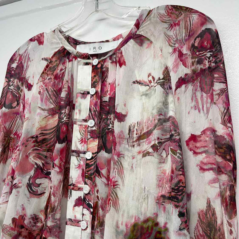 IRO Paris Size 32-XS Women's White-Multicolor Pattern Button Up Blouse