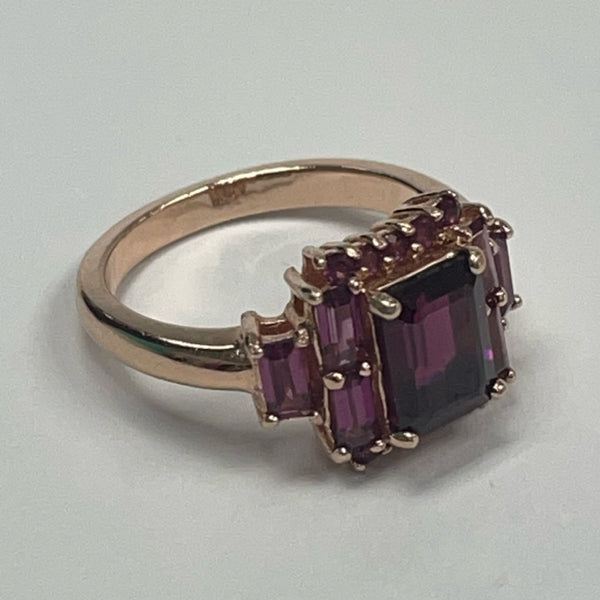 Rasberry Rhodolite 925 Rose plated Size 6 Ring