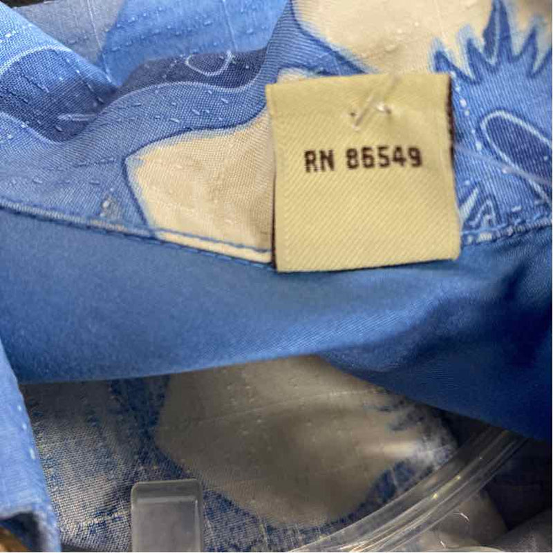 Tommy Bahama Size L Blue-White Silk Floral Men's Men's Short Sleeve Shirt