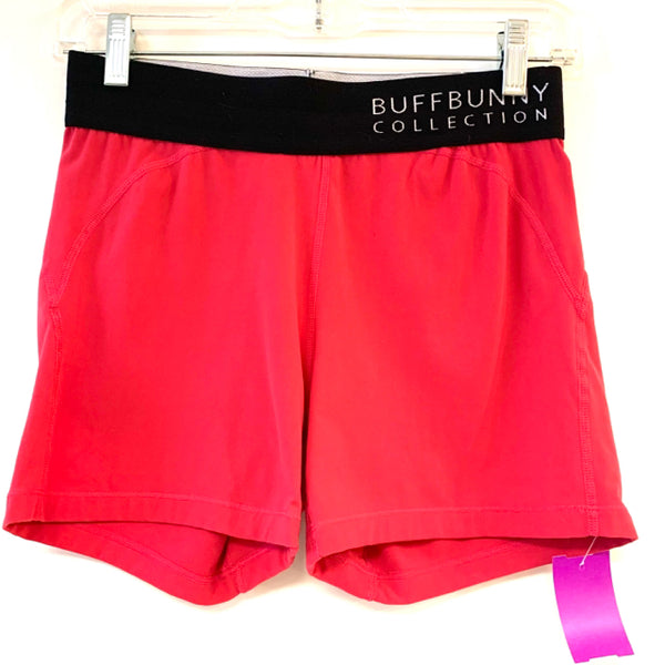 Buffbunny Collection Size S Pink-Black Solid Nylon Women's Shorts