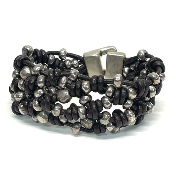 Uno de 50 Brown-Sillver Sterling Silver Bracelet