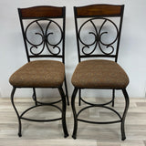 Pair Brown Metal Counter Height Stool