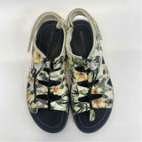 Ecco Soft 5 Size 39-8.5 Women's Cream-Multi Floral Strappy Sandals