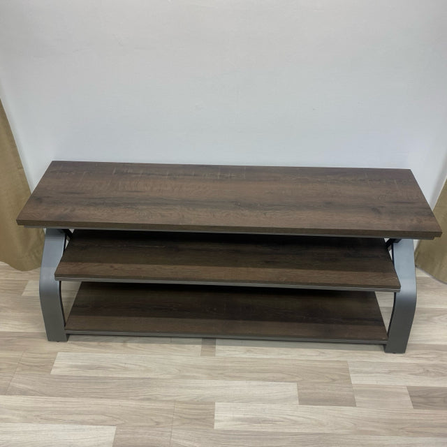 Gray-Brown Wood-Metal TV Stand