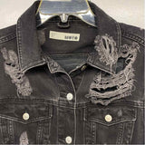 Topshop Women's Size 6-S Black Distressed Button Up Jacket