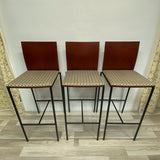 Blue  multi Metal-Wood Stool