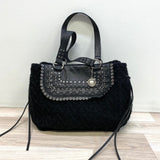 The Sak Black Solid Knit-Leather Handbag