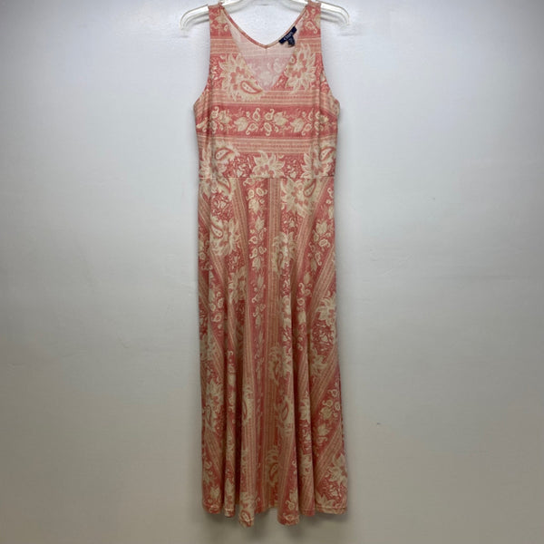 Chaps Size M Women's Pink-Multi Pattern Maxi-Sleeveless Dress