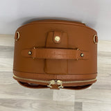 Smart Birdy Cognac Faux Leather Solid Round Suitcase