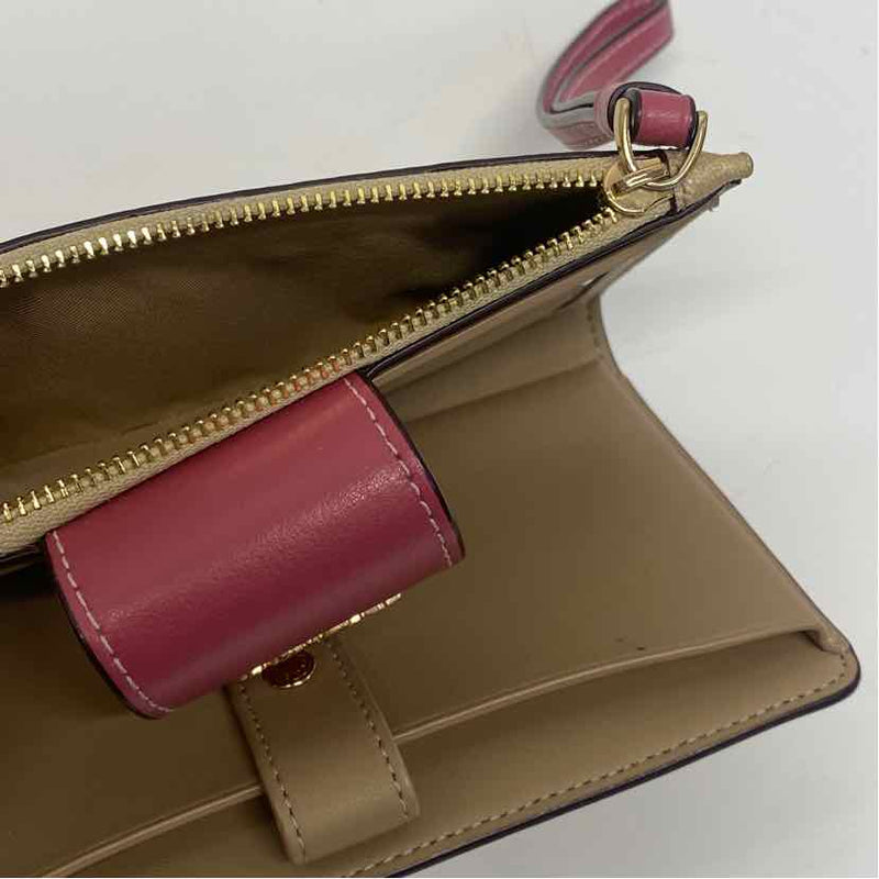 Coach Tan-Pink Signature Leather Bifold Wallet