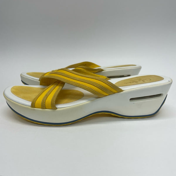 Cole Haan Size 9 Women's Yellow-White Color Block Sandals Shoes