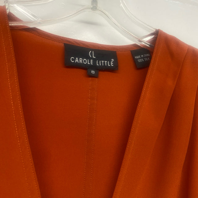 Carole Little Size M-8 Women's Rust Solid Faux Wrap Blouse