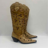 Tommy Size 6 Women's Tan-Multi Beaded Western Boots