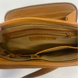 Coldwater Creek Caramel Solid Leather Crossbody Handbag