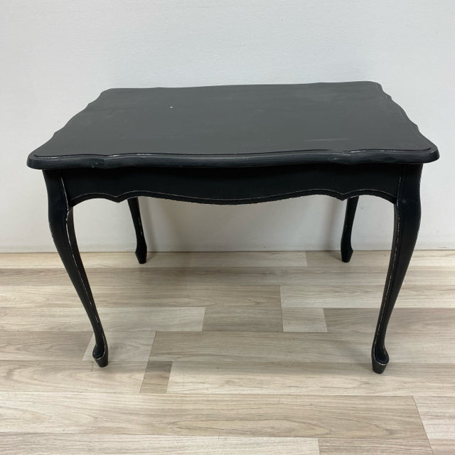 Black Wood Distressed Side Table