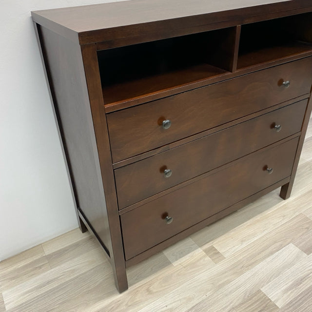 Brown Wood Solid 3 Drawers 2 Open Shelves Dressers/Chest