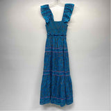 Cleobella Size S Women's Teal-Mullticolor Pattern Maxi-Short Sleeve Dress