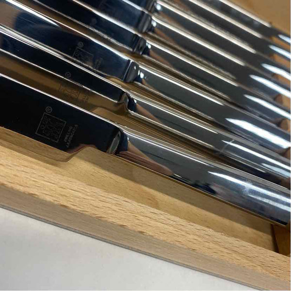 Zwilling J.Z. Henckels Silver Stainless Steel 8-Piece Knife Set w Wood Case