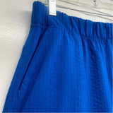 Title Nine Size L-12 Women's Royal Blue Textured Elastic Waist Wide Leg Capri