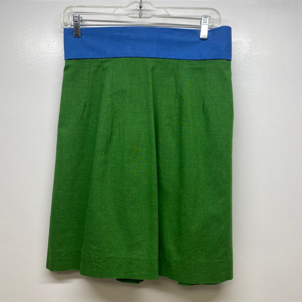 Kim Schalk Women's Size 4 Green-Blue Color Block A Line- Knee Skirt
