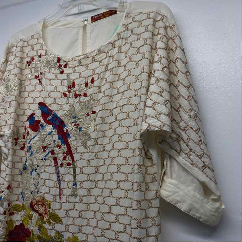 Khaadi Pret Size S Women's Beige-Multi Embroidered Kurta Blouse